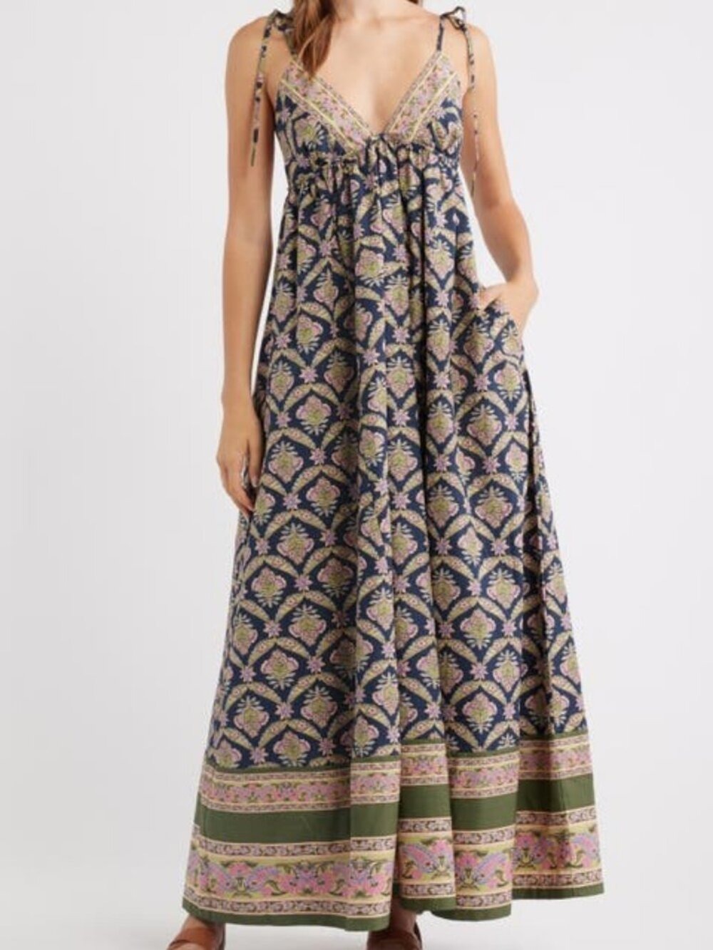 NWT Free People Sorrento Stroll Maxi Dress Blue Anthropologie S
